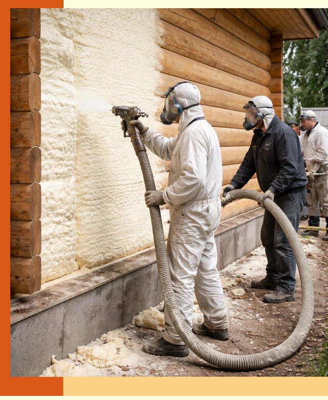 Утепление дома из бруса пенополиуретаном в Когалыме