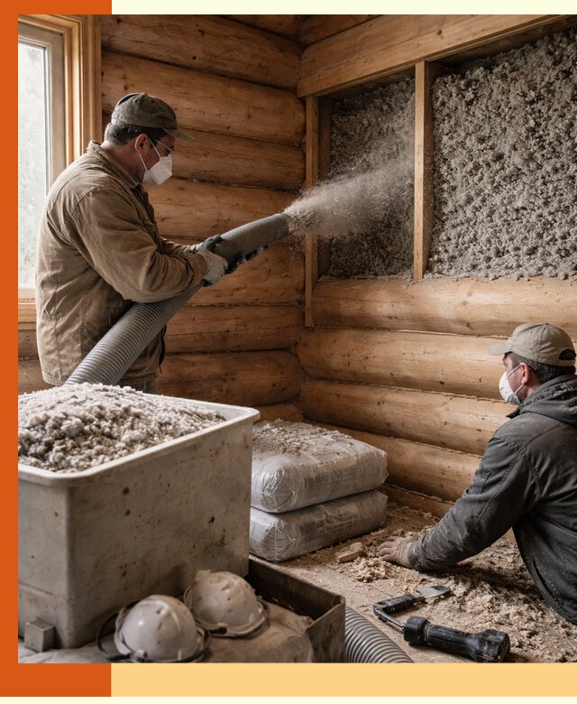 Утепление дома из бруса эковатой в Когалыме