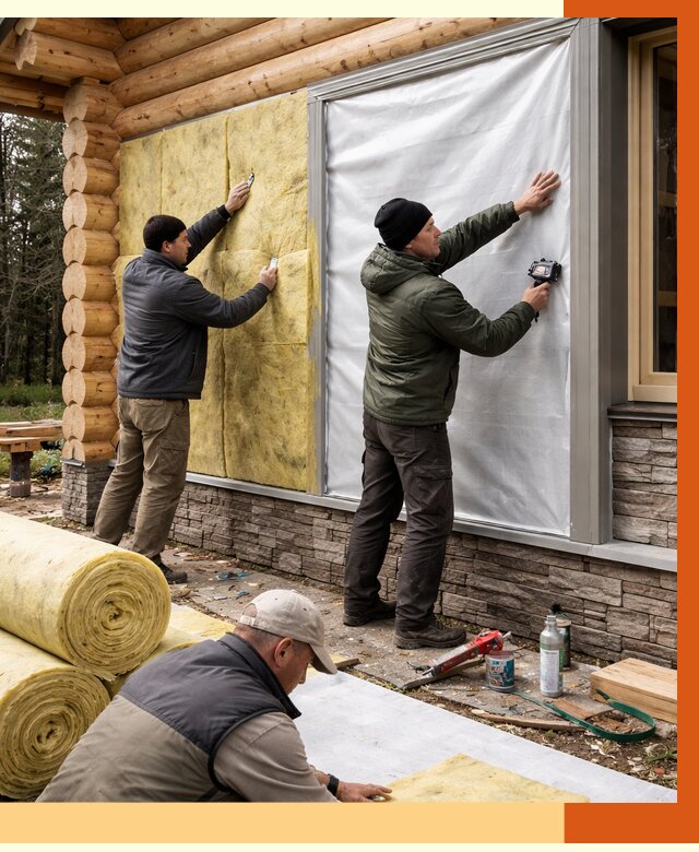 Утепление бревенчатого дома в Когалыме от 7909 руб/м2 — заказать под ключ | ТепломастерКгл