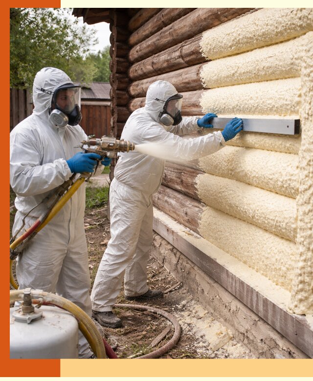 Утепление бревенчатого дома ППУ в Когалыме эффективной изоляцией