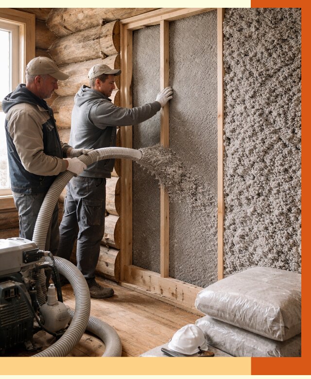 Утепление бревенчатого дома эковатой в Когалыме от 2843 руб. | ТепломастерКгл