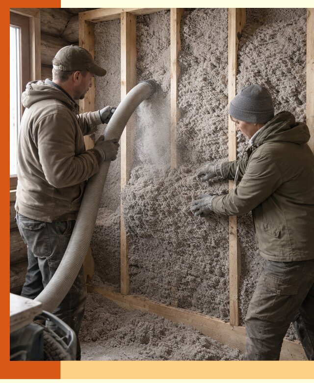 Утепление бревенчатого дома эковатой в Когалыме