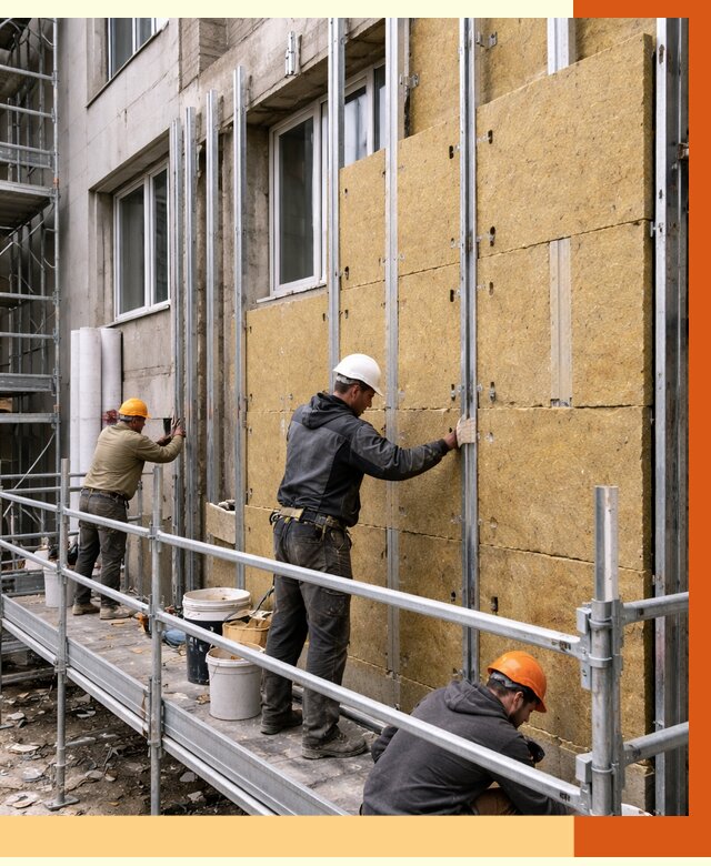 Утепление вентилируемого фасада в Когалыме от 5789 руб/м2 — монтаж и утепление вентфасад | ТепломастерКгл