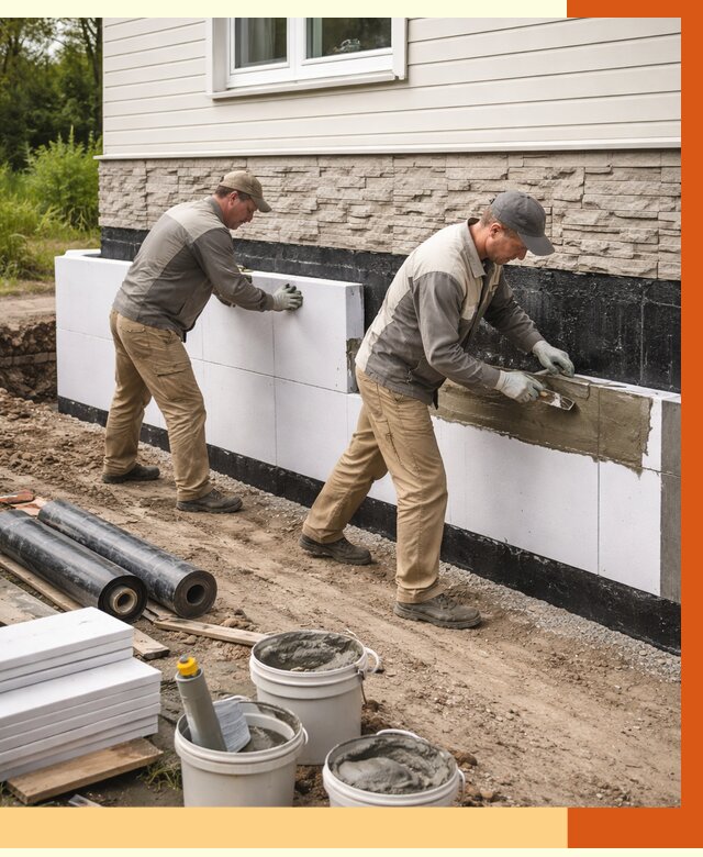 Утепление фундамента снаружи в Когалыме от 4342 руб. за м² | ТепломастерКгл