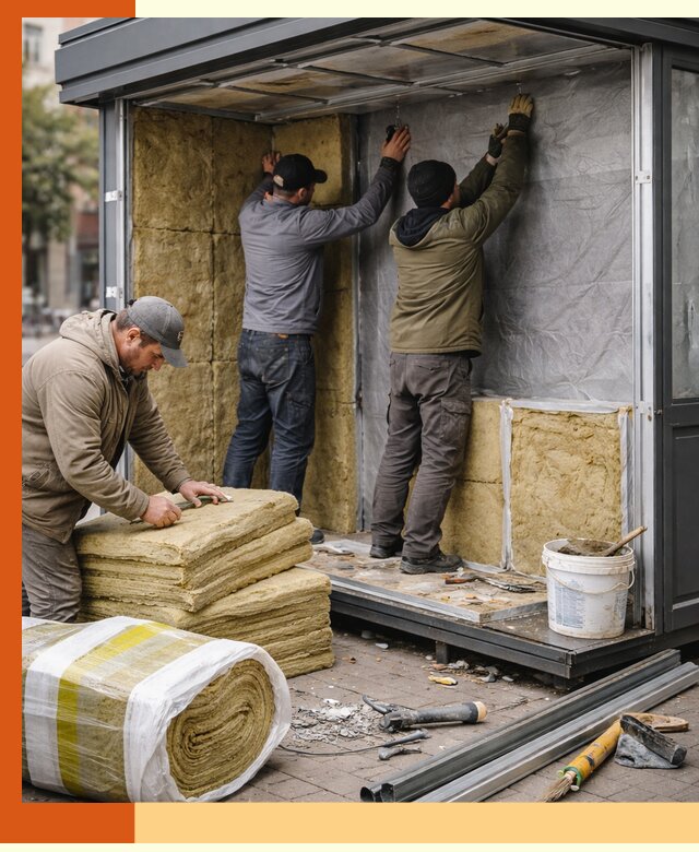 Утепление павильона шаурмы под ключ в Когалыме