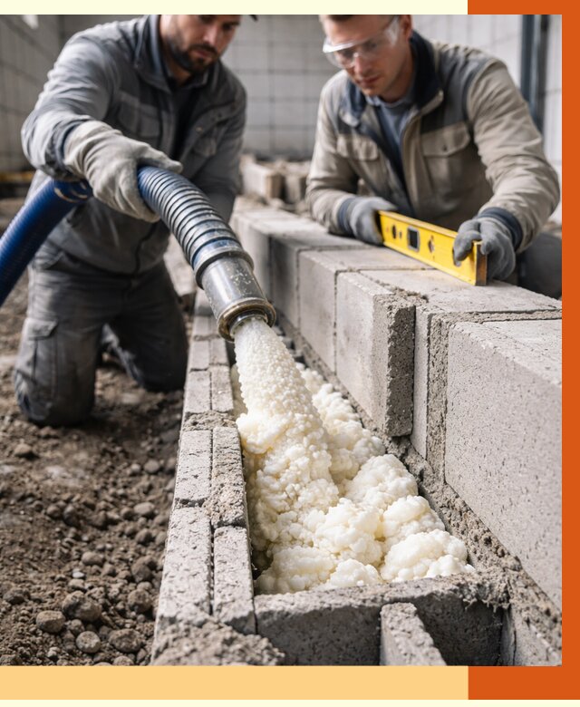 Заполнение колодцевой кладки ППУ в Когалыме от 4342 руб. за м2 | ТепломастерКгл