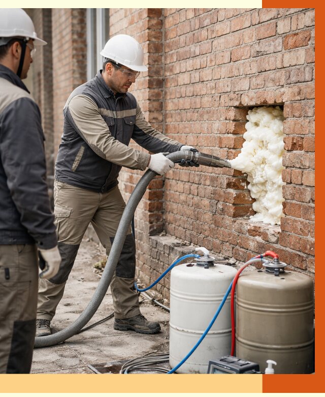 Заливка ППУ в пустоты кирпичной стены в Когалыме от 2843 руб. | ТепломастерКгл