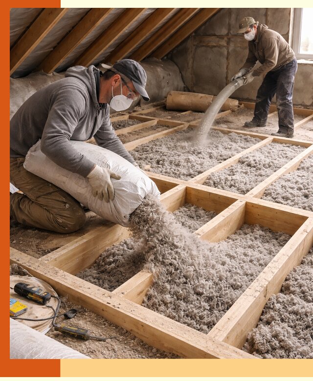 Заполнение полостей чердачного перекрытия в Когалыме качественно и надёжно