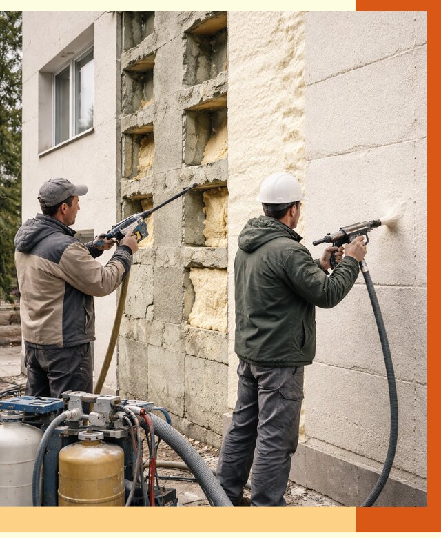 Заполнение пустот фасада в Когалыме от 4652 руб. — утепление пустот облицовки | ТепломастерКгл