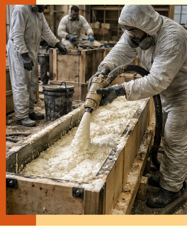 Заливка пенополиуретана в формы для утепления в Когалыме