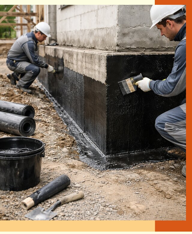 Гидроизоляция фундамента в Когалыме от 1292 руб. — профессионально, под ключ | ТепломастерКгл