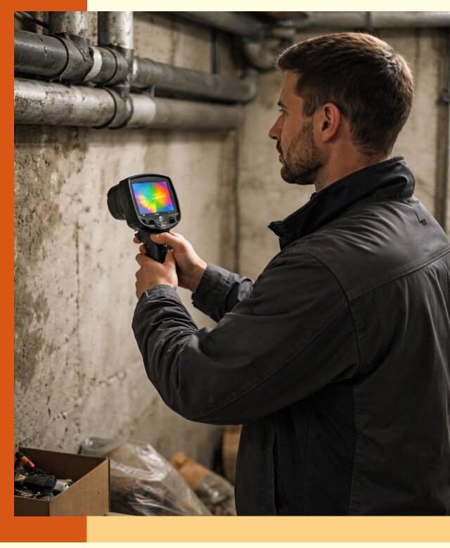 Тепловизионное обследование подвала в Когалыме для поиска утечек тепла